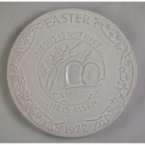 Frankoma Pottery 1972 Easter Plate Jesus Is Not Here He Is Risen 7.5"